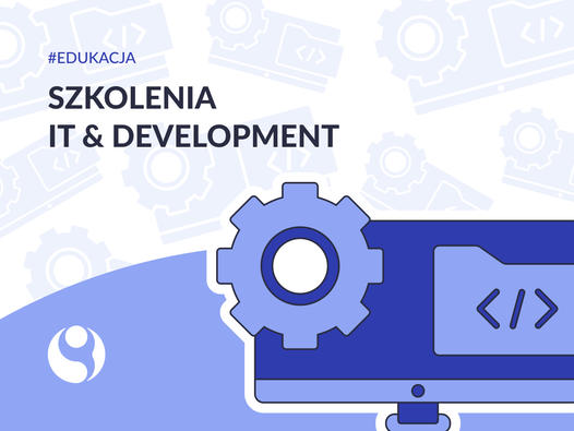 grafika informująca o szkoleniach z IT i Web Developmentu
